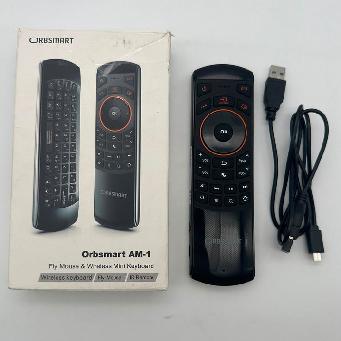 Souris gyroscopique Orbsmart AM-1 à 2,4 GHz avec clavier sans fil et télécommande infrarouge