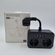 2-Way Power Strip with 3 USB Ports 3.1A