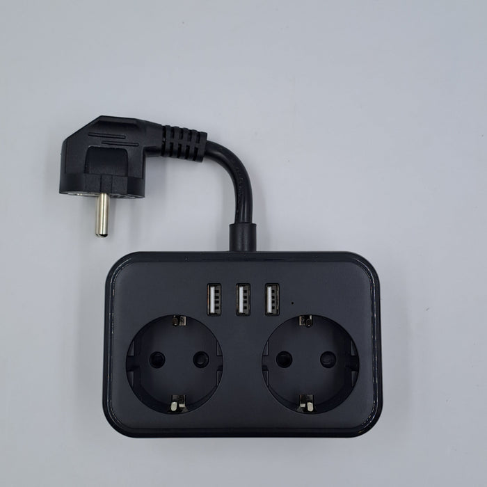 Regleta de enchufes de 2 vías con 3 puertos USB de 3,1 A