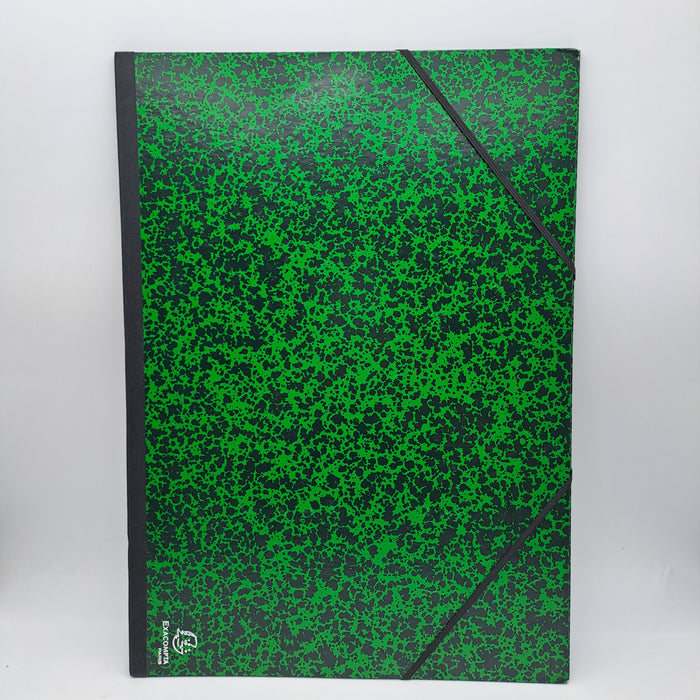 ACROPAQ Cartella da Disegno A3 34 x 45 cm Verde/Nero con Elastici e Dorso Espandibile