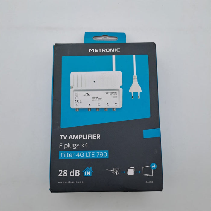 Metronic 332175 Amplificatore TV 28 dB – 4 Uscite F